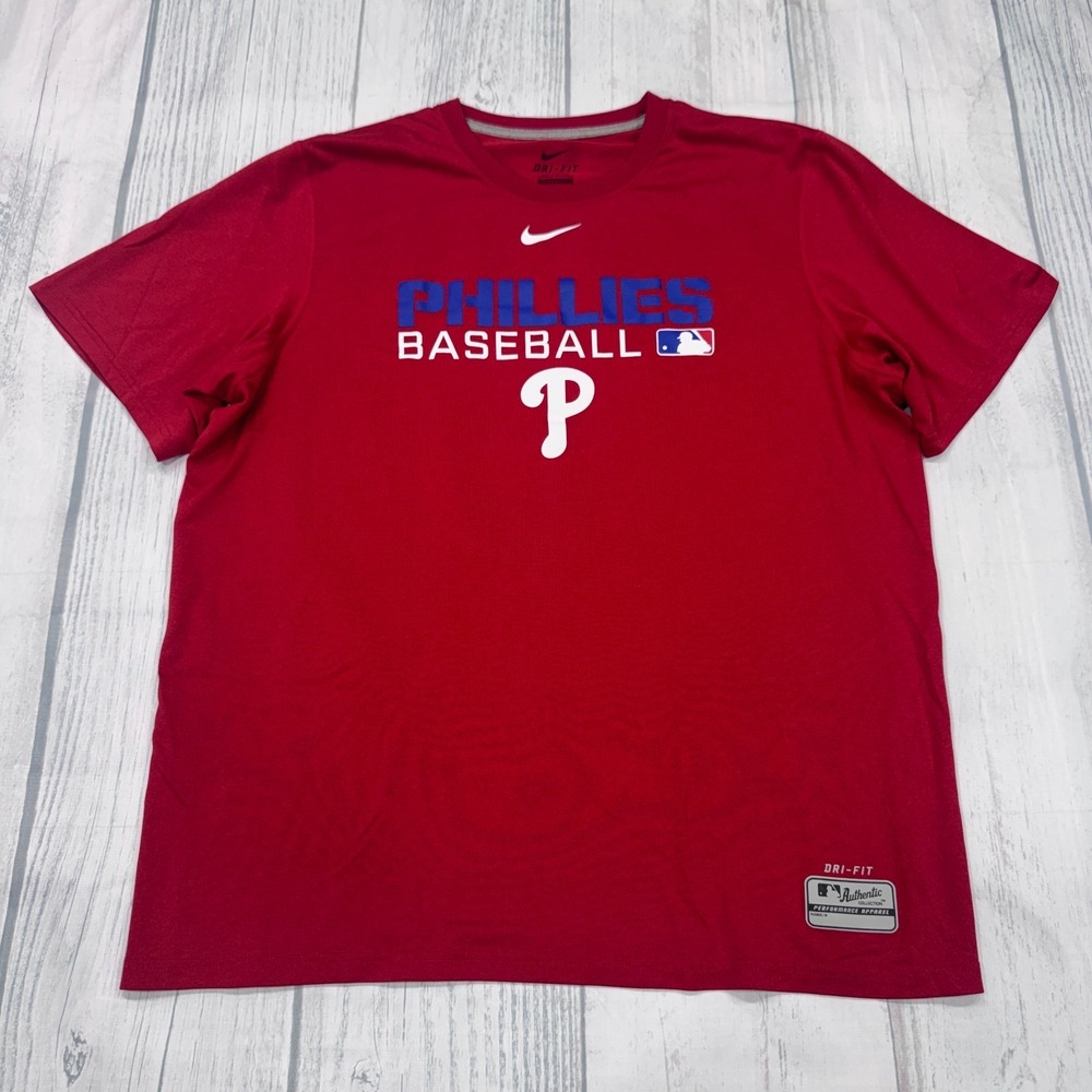 Philadelphia Phillies‎ Baseball T Shirt L Dri Fit Authentic Performance MLB Mens